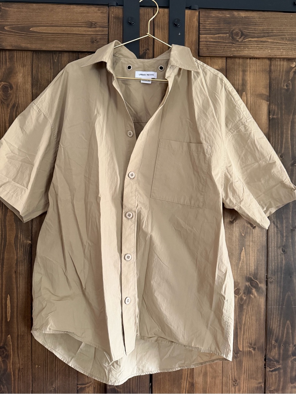 Urban Revivo Men's Short-Sleeve Button-Down Shirt - Beige